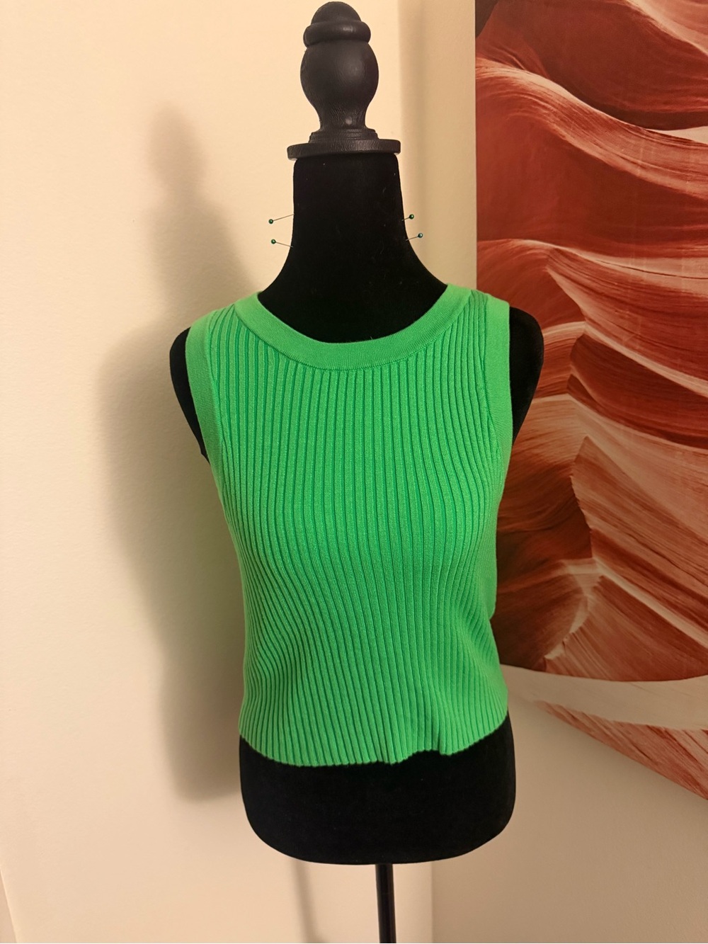 H&M Bright Green Ribbed Sleeveless Knit Tank